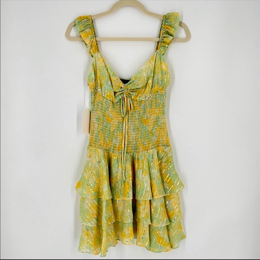 Blue Life Granada Green Lurex Paisley Dress size small